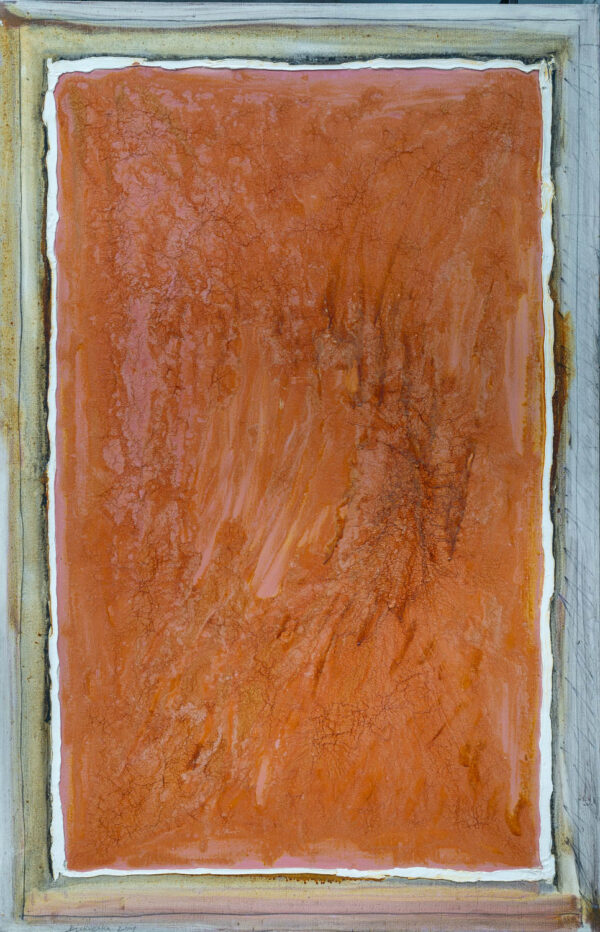 Obraz abstrakcyjny, pomarańczowy, z bordiurą