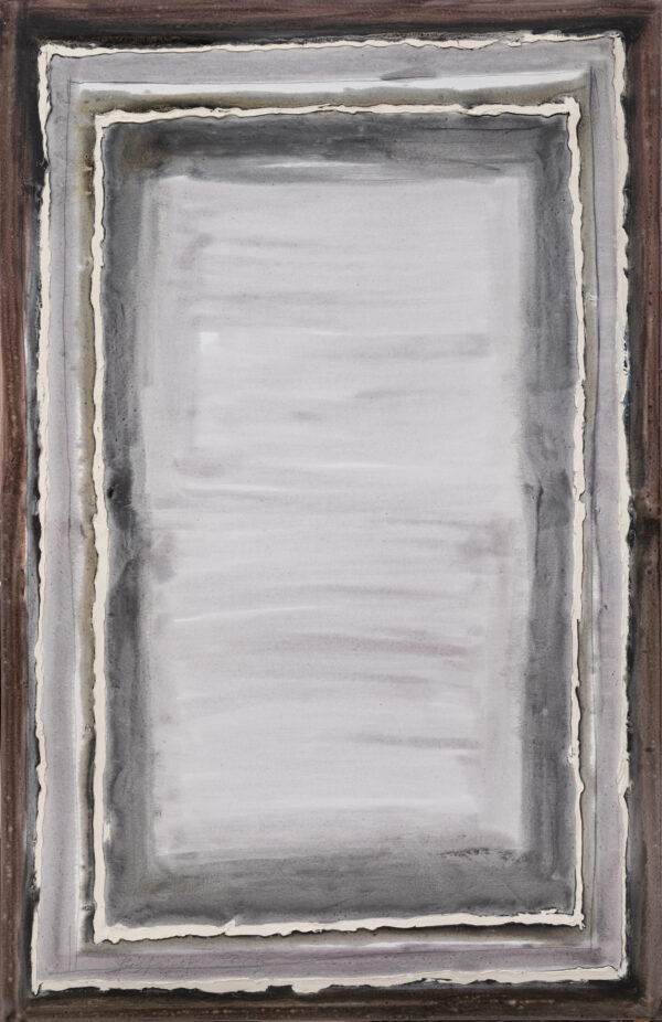 Obraz abstrakcyjny, szary z bordiurą