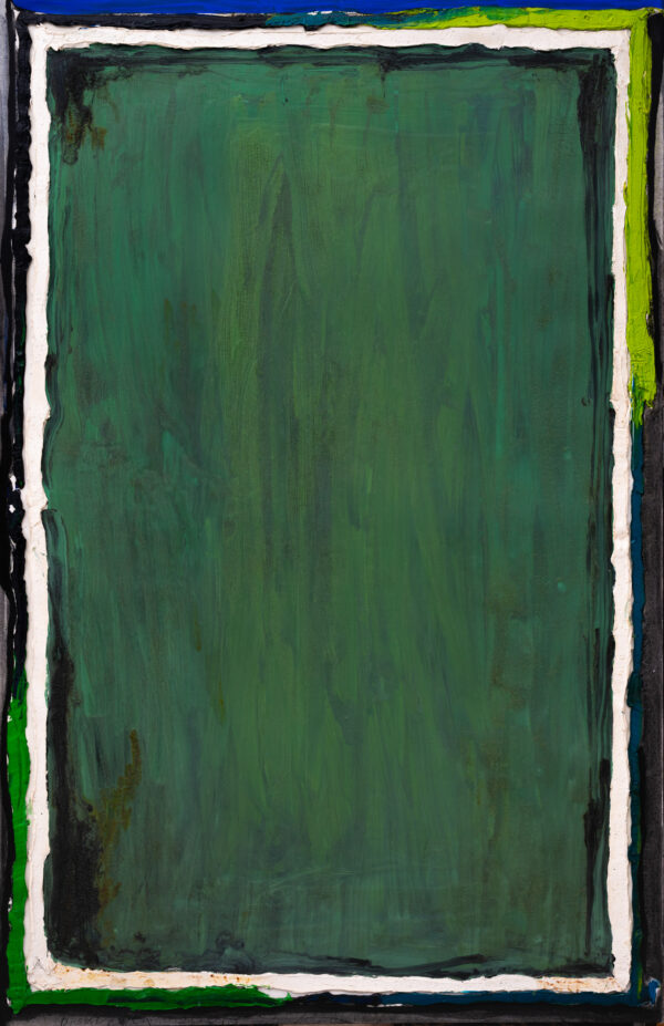 Obraz abstrakcyjny, zielony z bordiurą