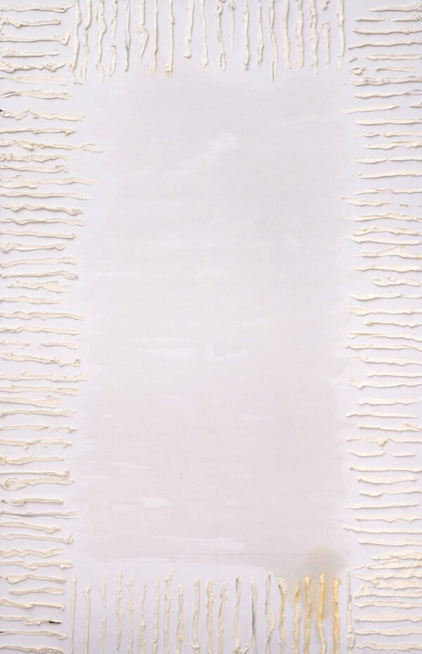 Obraz abstrakcyjny, biały z fakturą na krawędziach