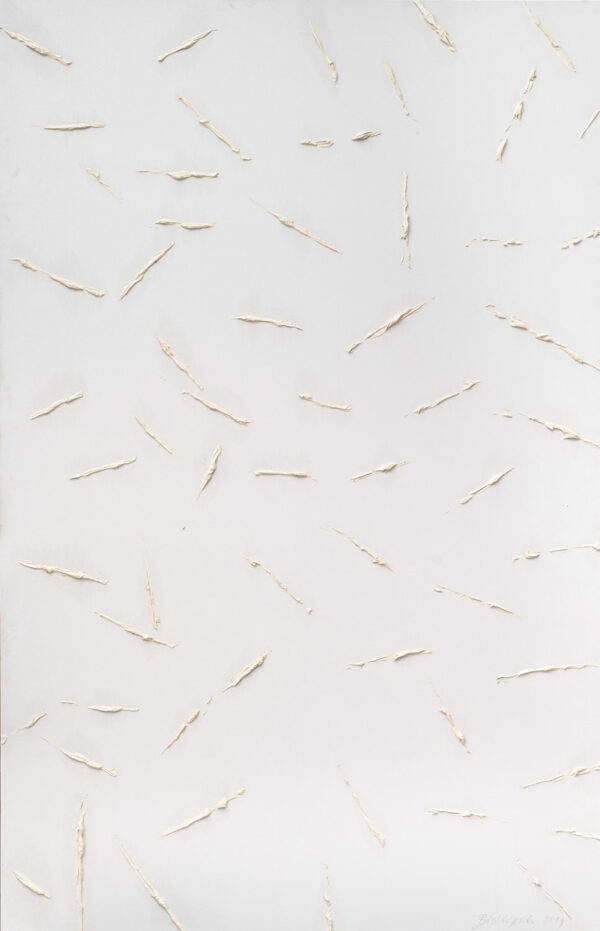 Obraz abstrakcyjny, biały, z fakturalnymi liniami