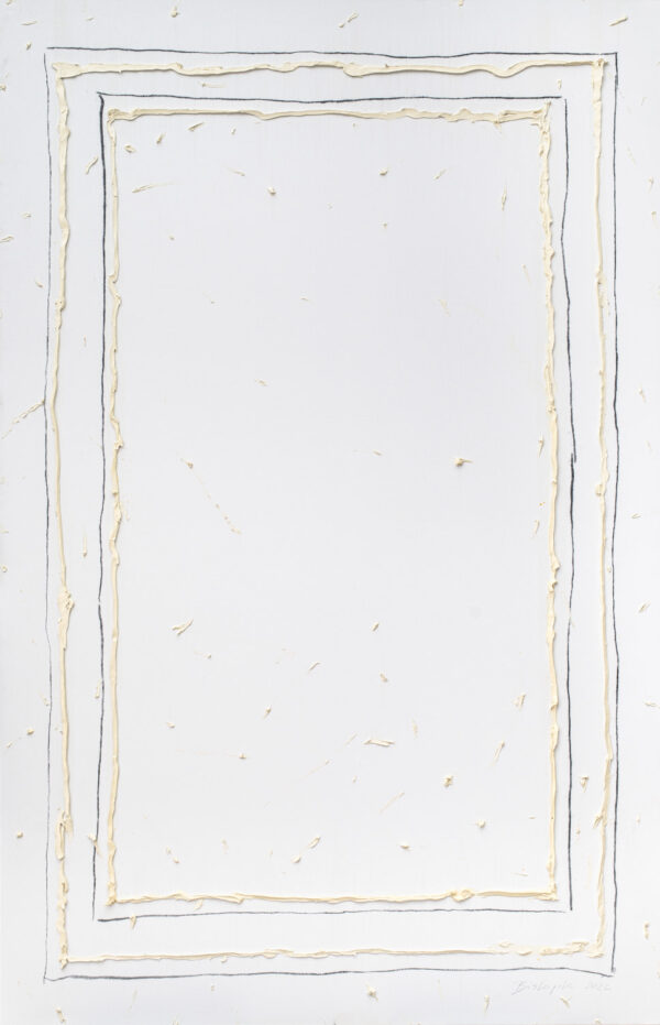 Obraz abstrakcyjny, biały z bordiurą