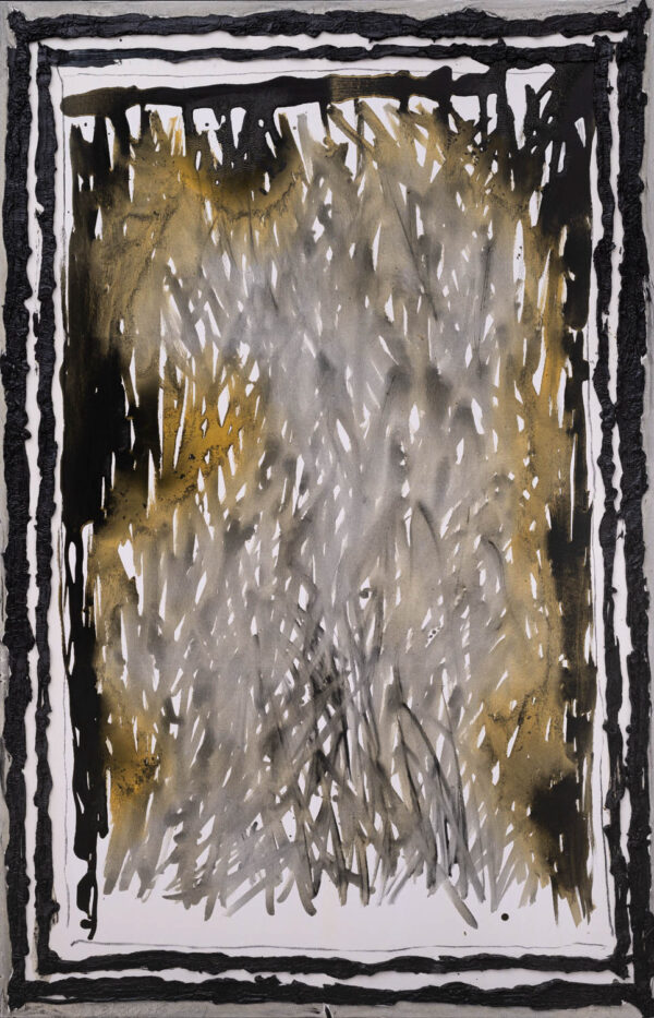 Obraz abstrakcyjny, czarno-szary z bordiurą