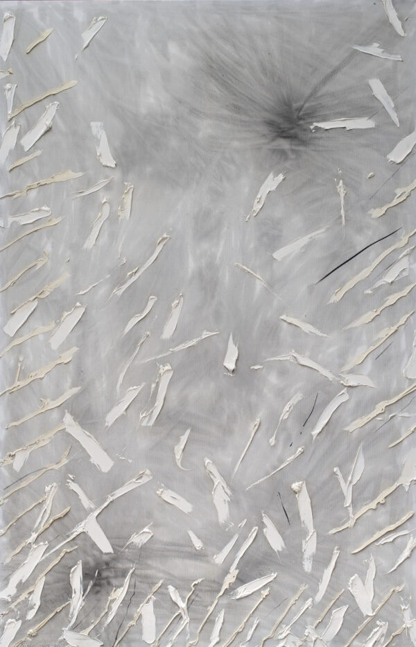 Obraz abstrakcyjny, szary z białą fakturą