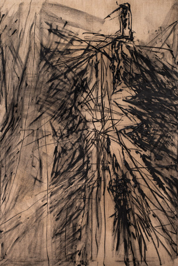 Obraz abstrakcyjny, ekspresyjny, czarno-brązowy