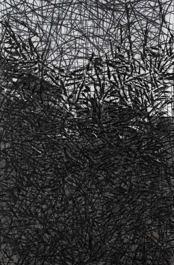 Obraz abstrakcyjny, fakturalny, z czarnych linii