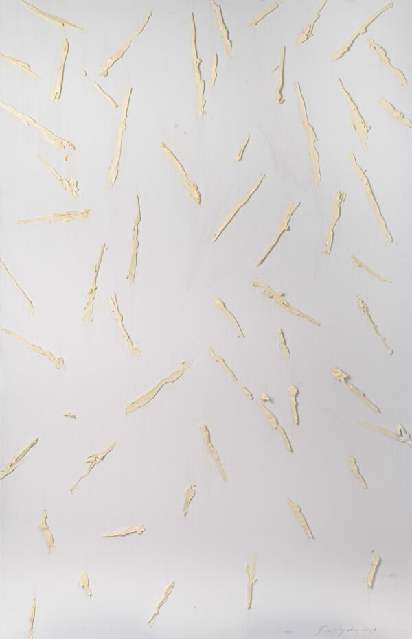 Obraz abstrakcyjny biały, z białymi liniami, minimalistyczny