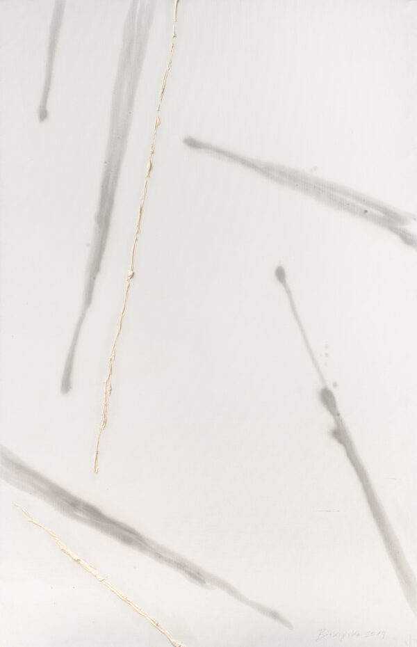 Obraz abstrakcyjny, biały z szarymi liniami, minimalistyczny