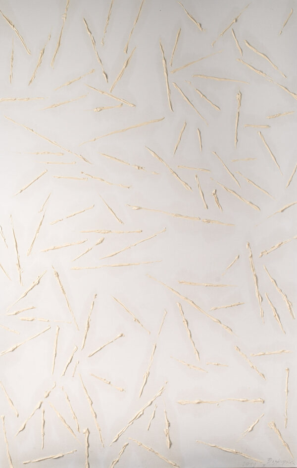 Obraz abstrakcyjny biały, z białymi liniami, minimalistyczny