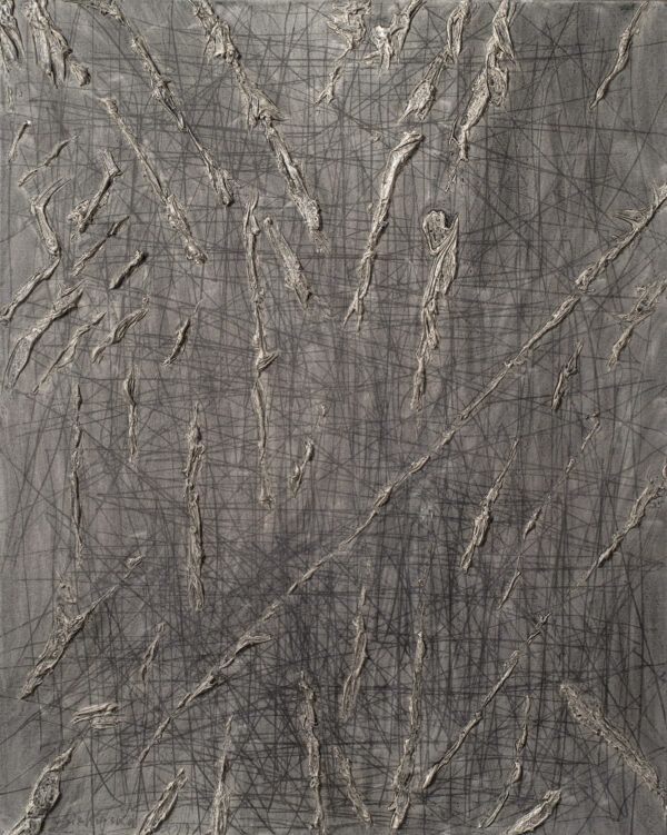 Obraz abstrakcyjny, szary z szarymi liniami i rysunkiem
