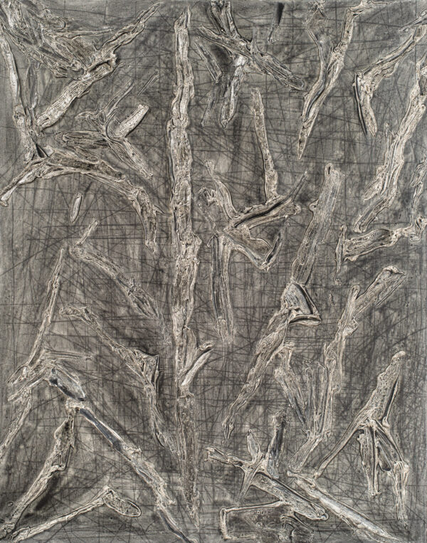 Obraz abstrakcyjny, szary z szarymi liniami i rysunkiem