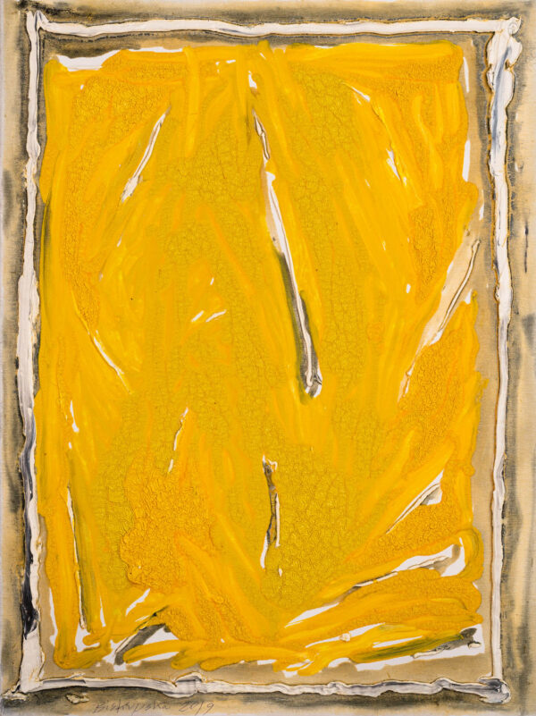 Obraz abstrakcyjny, żółty, fakturalny