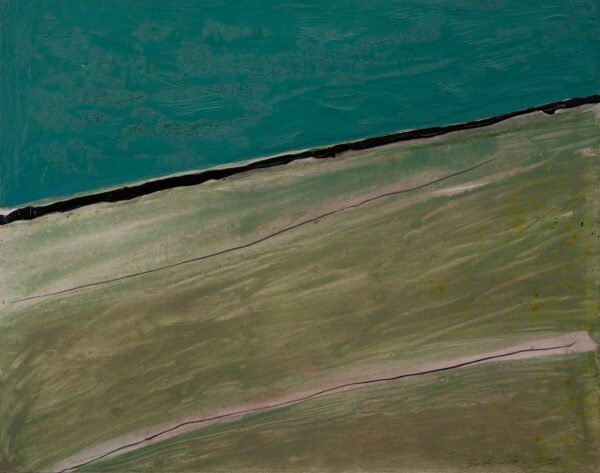 Obraz abstrakcyjny z diagonalną linią, niebiesko-zielony