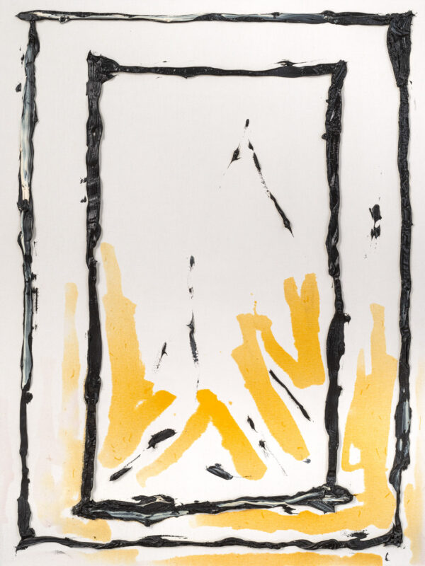 Obraz abstrakcyjny, biało-czarny z dwoma prostokątami