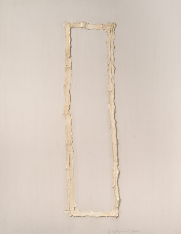 Obraz abstrakcyjny, biały z prostokątem, minimalistyczny