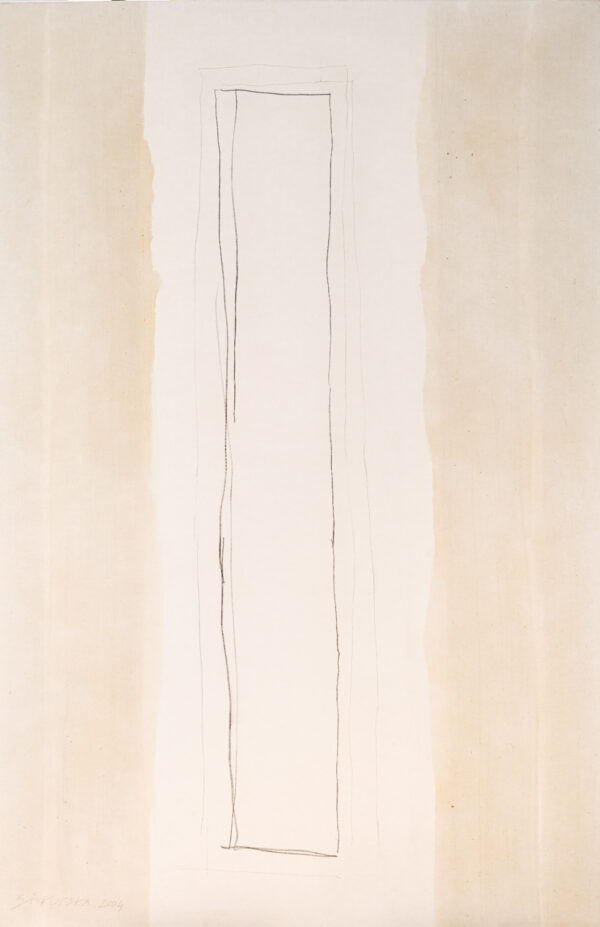 Obraz abstrakcyjny, jasny, minimalistyczny z rysunkiem prostokąta