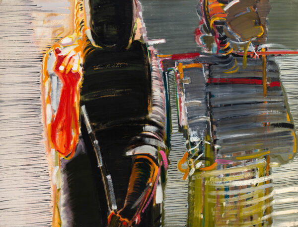 Dwie postacie ludzkie malowane linearnie