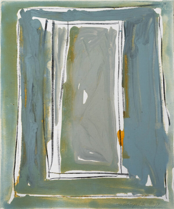 Obraz abstrakcyjny, z kilkoma prostokątami, błękitnoszary