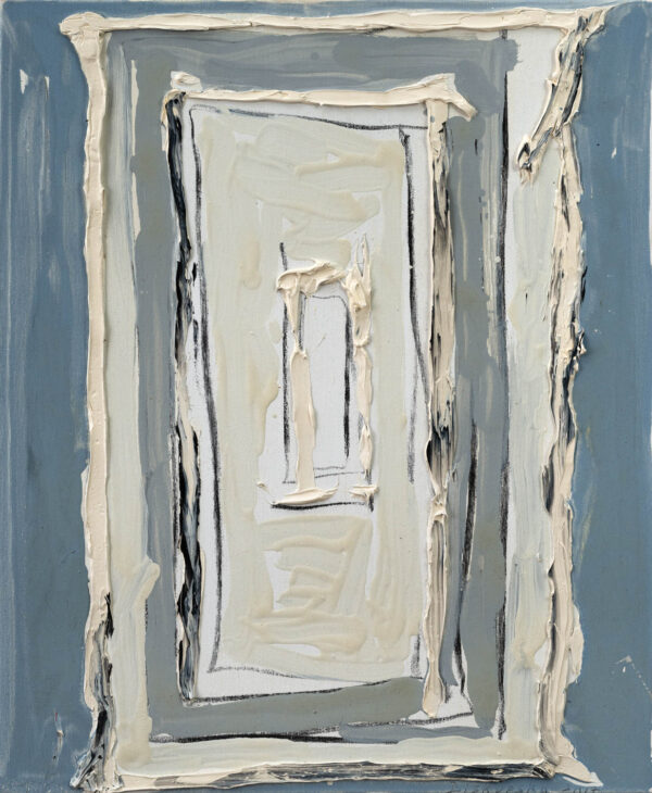 Obraz abstrakcyjny, z kilkoma prostokątami, błękitnoszary