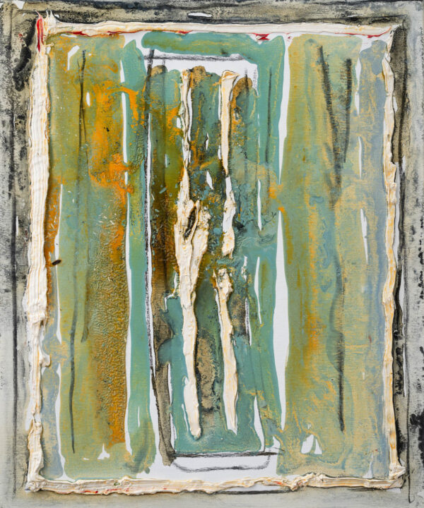 Obraz abstrakcyjny, z kilkoma prostokątami, zielono-szary