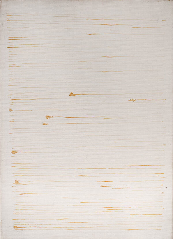 Obraz abstrakcyjny, biały z ugrowymi liniami, minimalistyczny