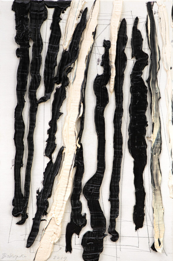 Obraz abstrakcyjny, czarno-biały, fakturalny