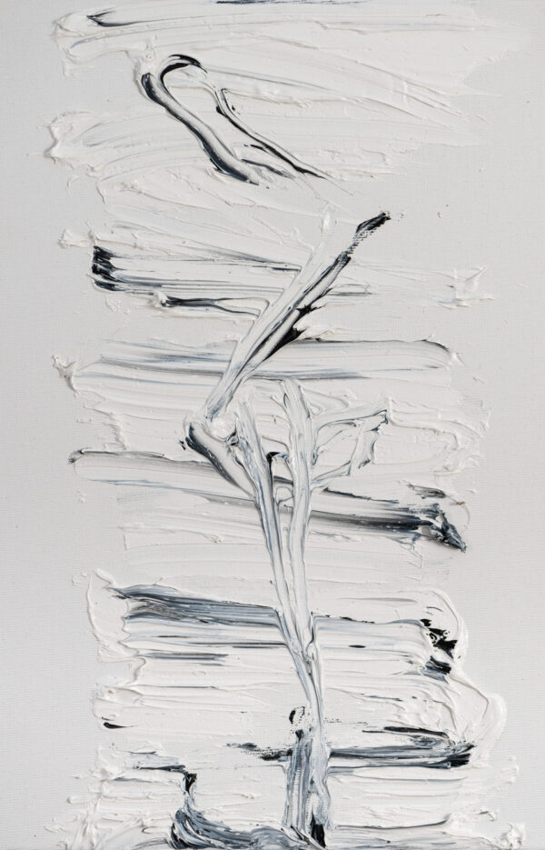 Obraz abstrakcyjny z figurą z profilu, biały