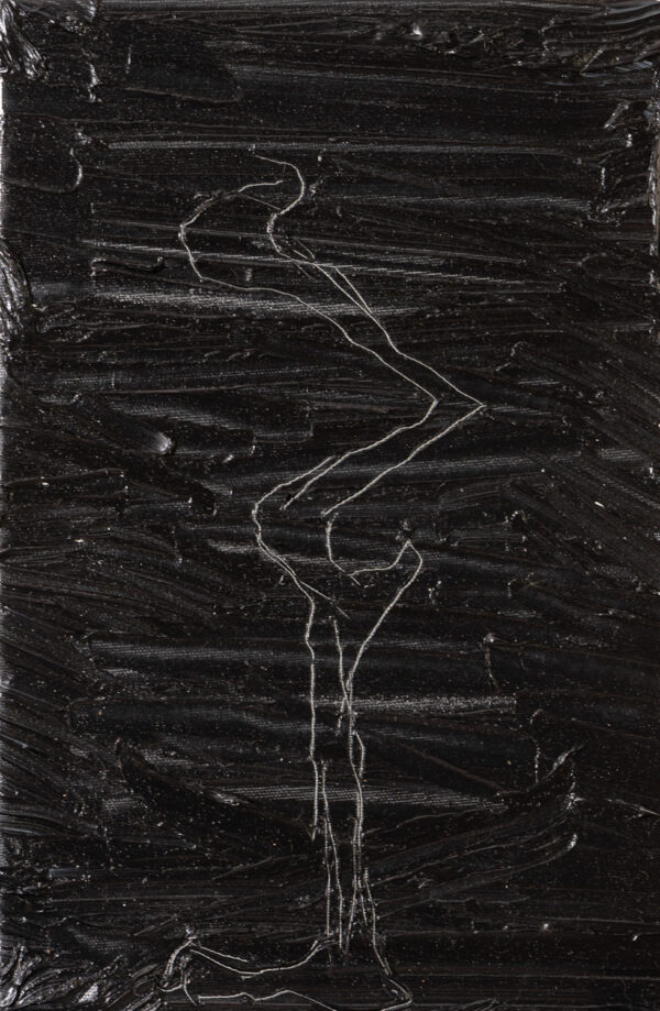 Obraz abstrakcyjny z figurą z profilu, czarny