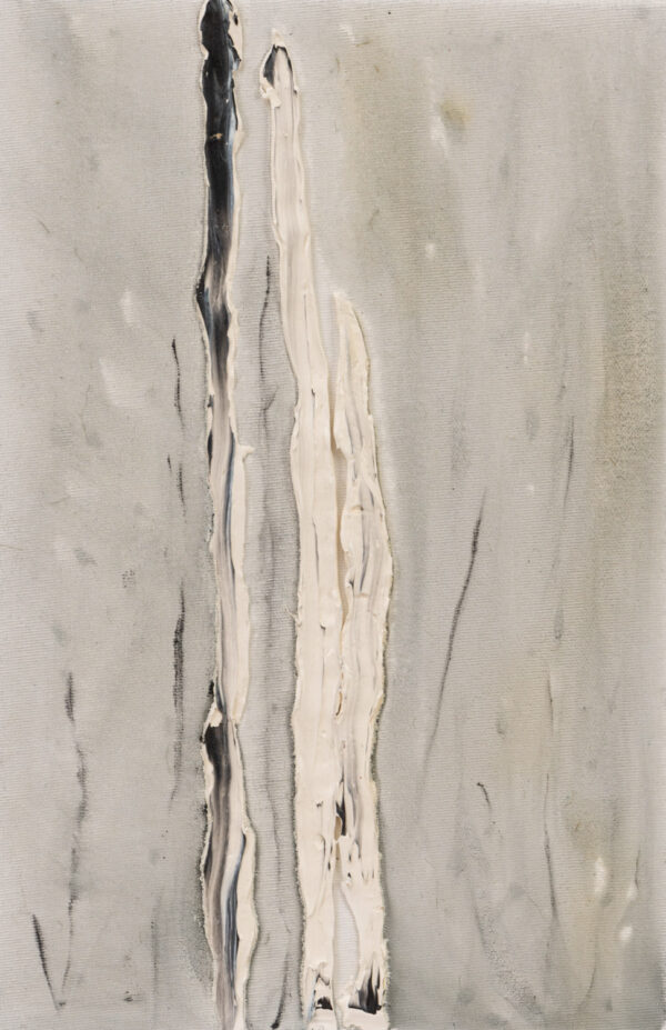 Obraz abstrakcyjny, jasnoszary z białą linią