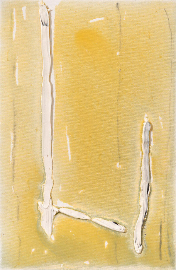 Obraz abstrakcyjny, ugrowy z białymi liniami