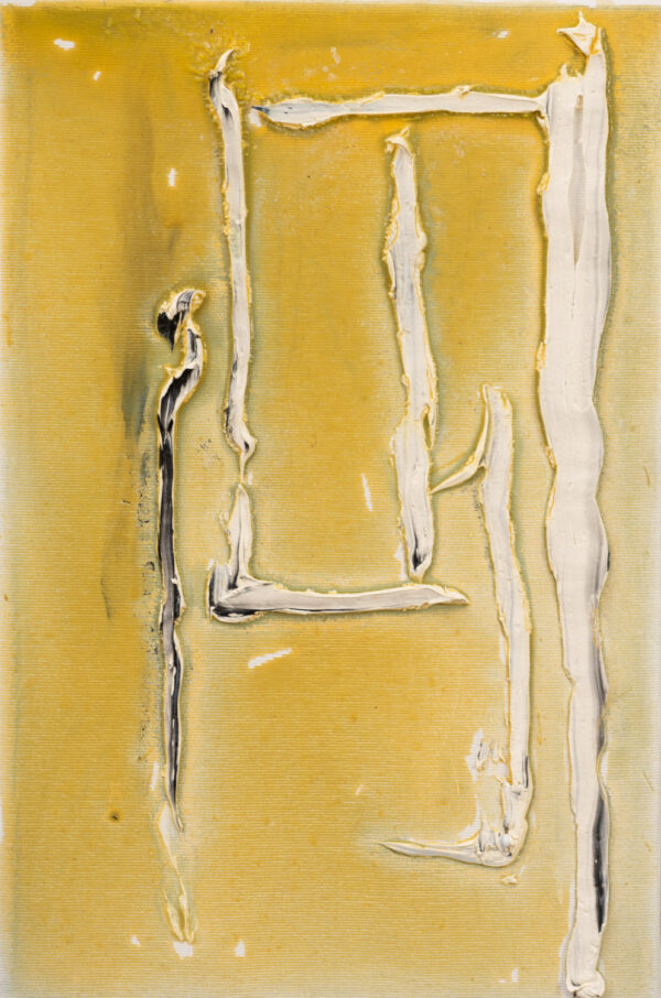 Obraz abstrakcyjny, ugrowy z białymi liniami