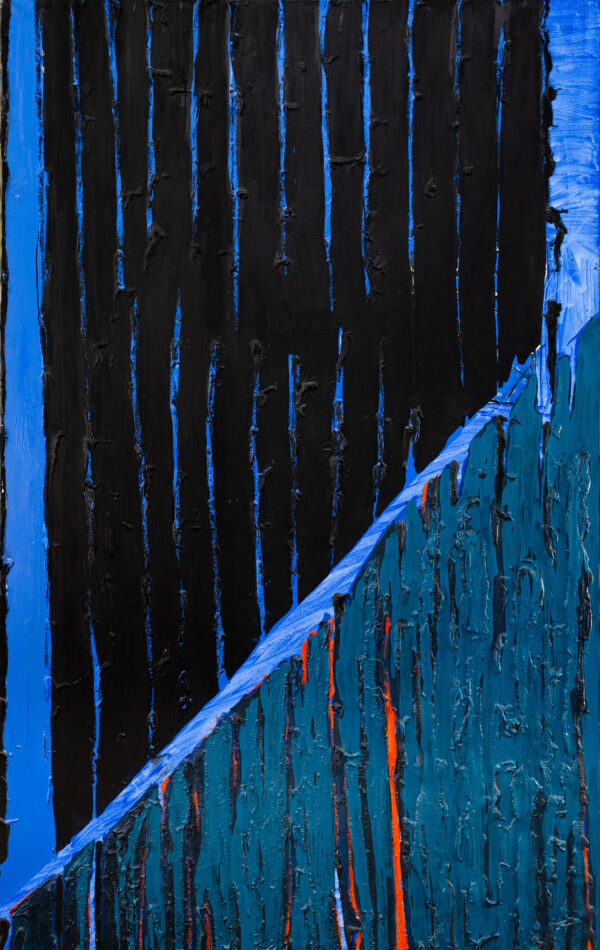 Obraz abstrakcyjny z szerokimi pasami przedzielonymi diagonalną