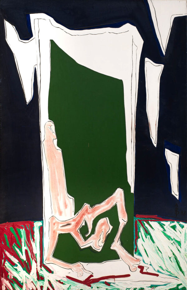 Obraz z figurą stojącą na rękach