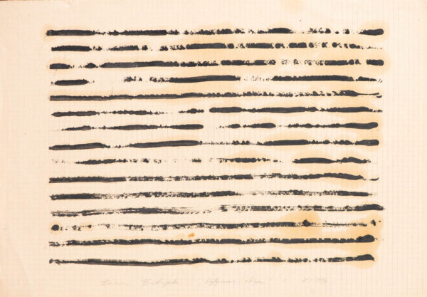 Papier w kratkę z poziomymi, czarnymi liniami z farby olejnej