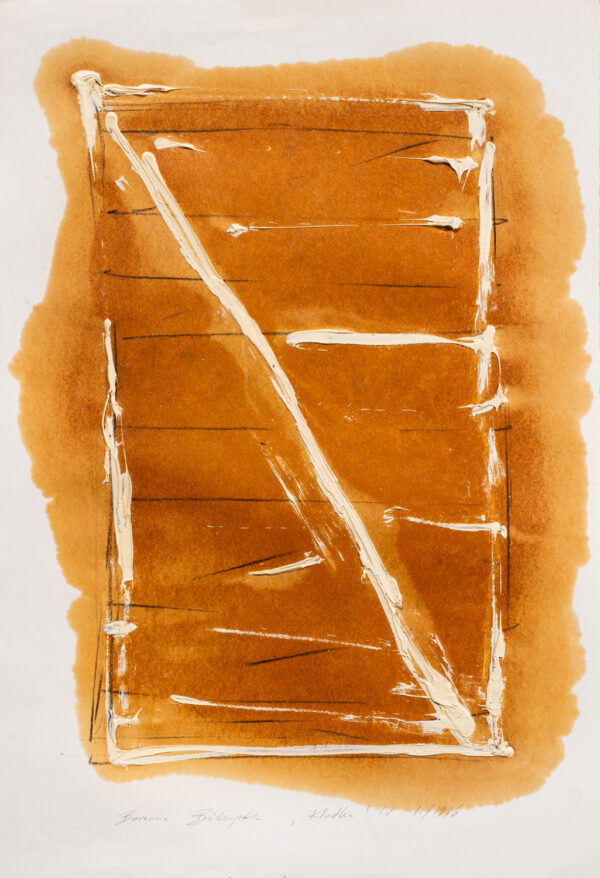 Papier pokryty złocistym olejem z prostokątem i białą, diagonalną linią