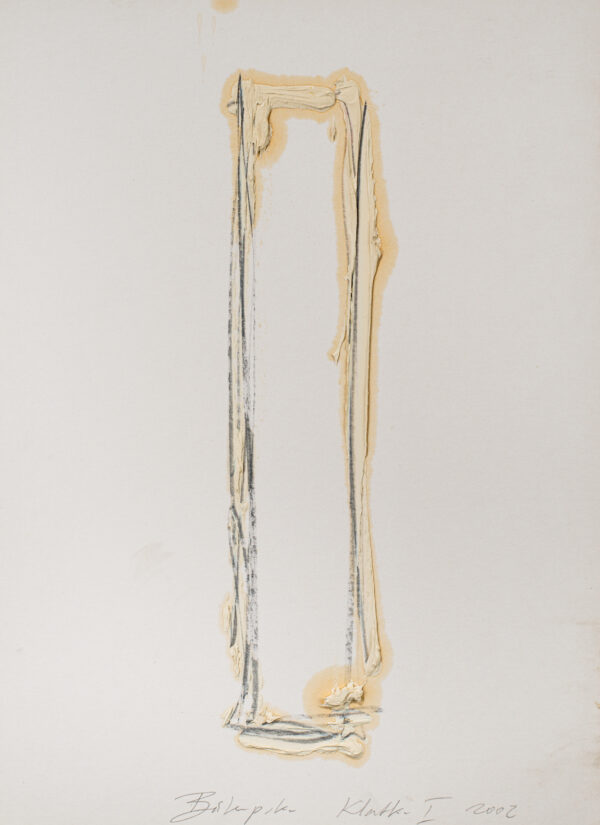 Abstrakcyjny obraz na papierze z białym prostokątem