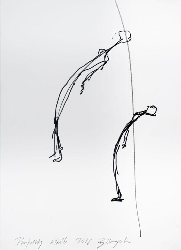 Schematyczny rysunek dwóch figur wygiętych w łuk