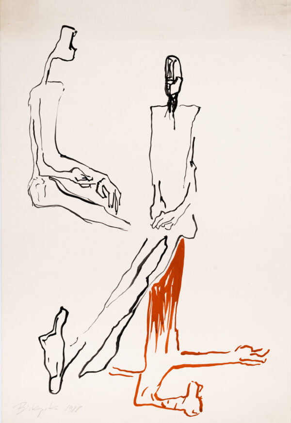 Siedząca postać z wyciągniętą nogą - projekt rzeźby