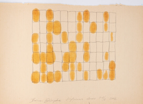 Papier pokryty olejnymi plamkami w prostokątnych polach