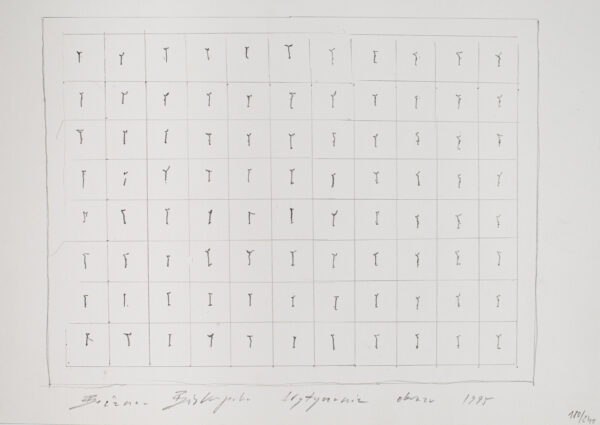 Schematyczny rysunek zmultiplikowanej figury w układzie pionowym w prostokątnych polach