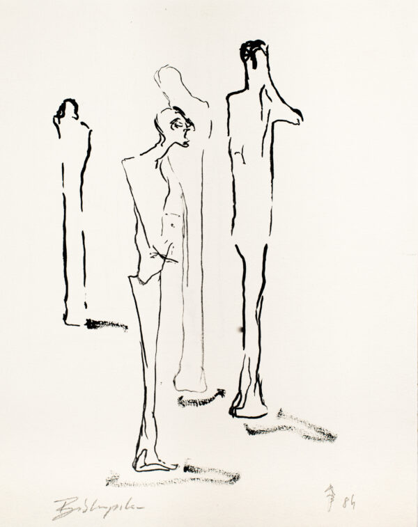 Szkice schematyczne czterech rzeźb