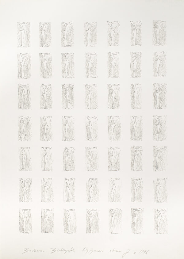 Rysunek ze schematyczną figurą zmultiplikowaną w układzie 7 x 7