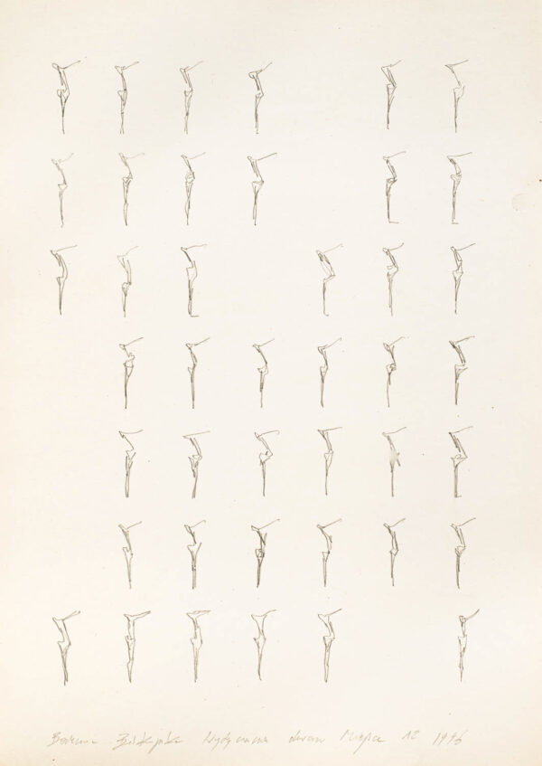 Rysunek ze schematyczną figurą zmultiplikowaną w układzie 7 x 7 z pominięciem wybranych figur