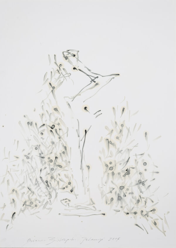 Rysunek figury z profilu z jedną nogą