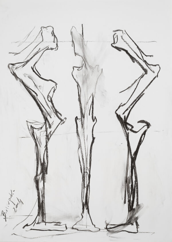 Rysunek figur z profilu z jedną nogą