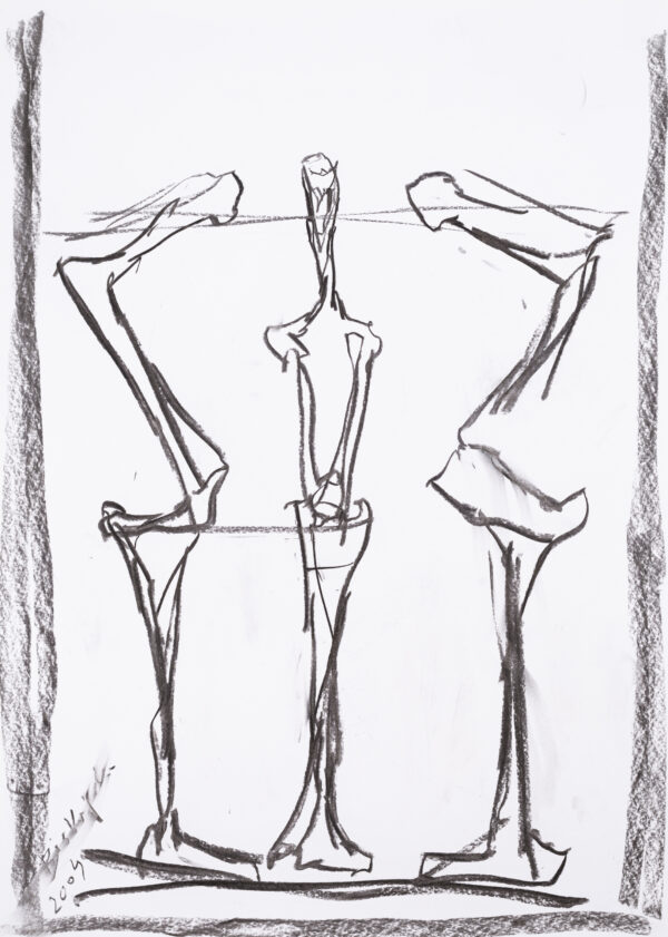 Rysunek figur z profilu z jedną nogą