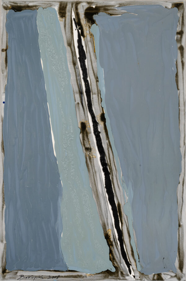 Obraz abstrakcyjny, szaro-niebieski z diagonalną linią