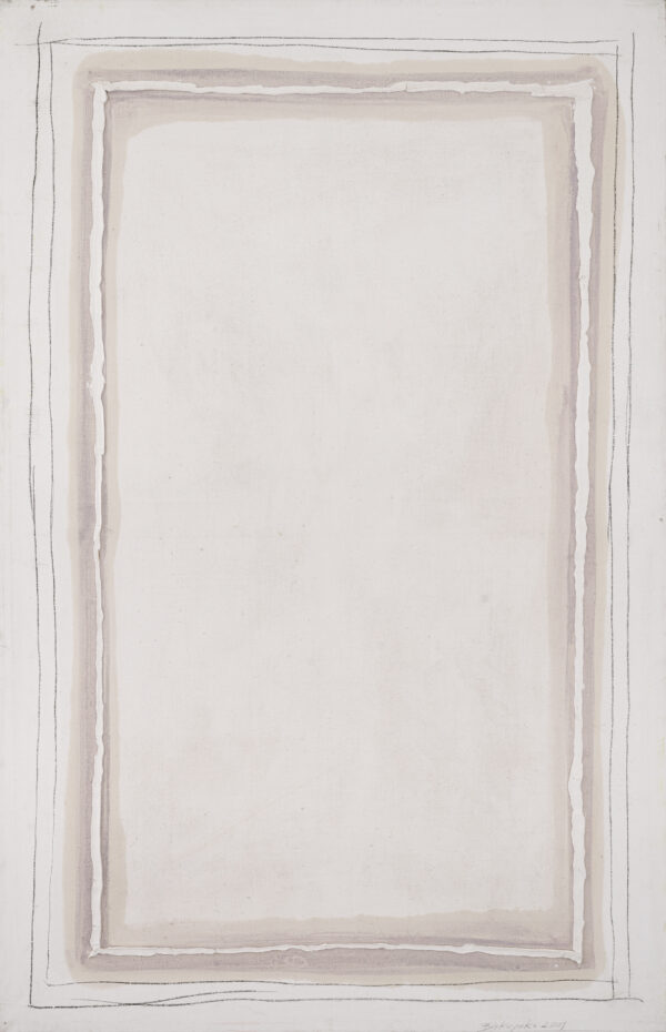 Obraz abstrakcyjny, jasny, z bordiurą, minimalistyczny