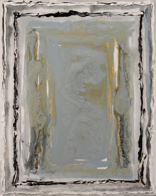 Obraz abstrakcyjny szary z bordiurą