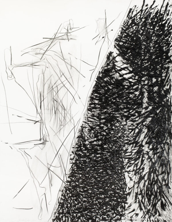 Obraz z rysowaną figurą i czarną materią oleju